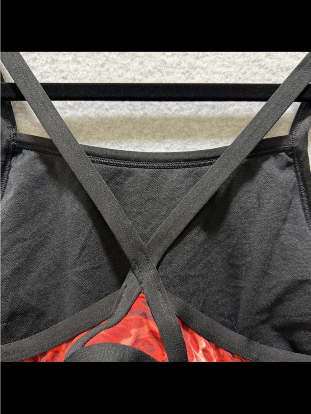Speedo Endurance Red Swirl Pattern Women’s ' One-Piece Swimsuit with Black Trim - Picture 6 of 10